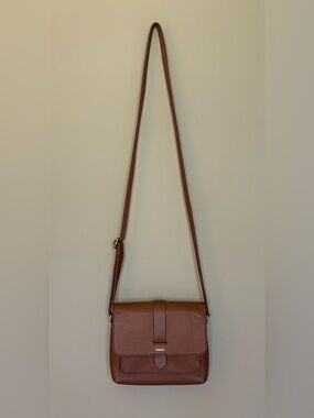 Fossil Leather Crossbody in Chestnut Brown